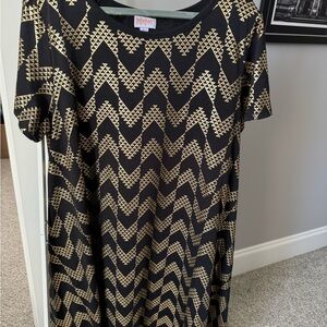 LuLaRoe Black and Gold Geometric Mini Dress